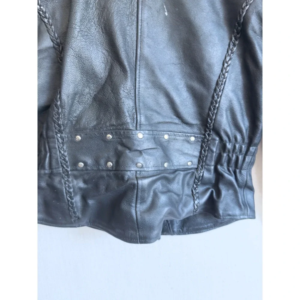 Barneys vtg black leather biker jacket‎ coat size M
